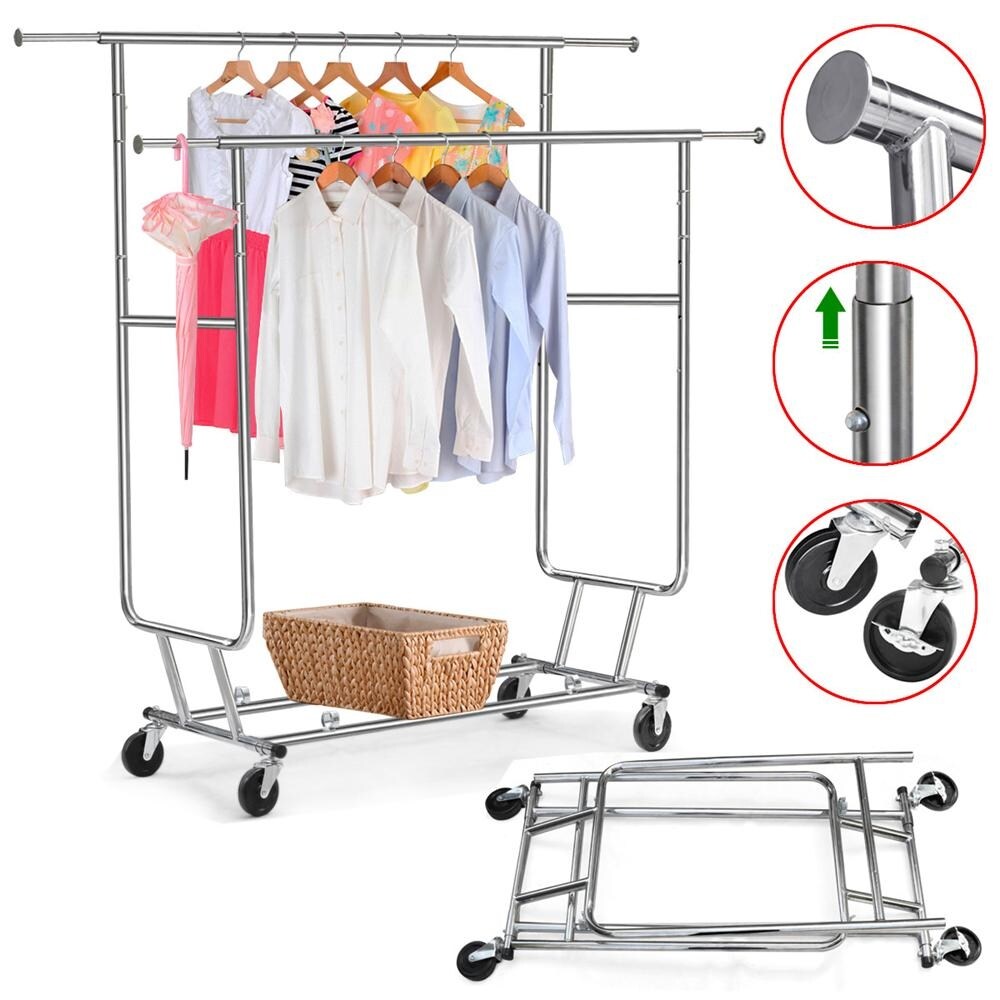 Yaheetech Commercial Grade Collapsible 2 Rack Clothing and Garmet Rack