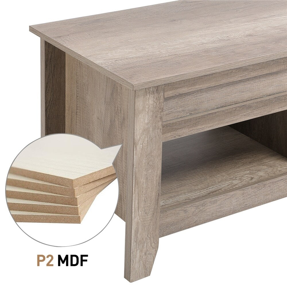 Yaheetech Lift Top Dining Coffee Table with Hidden Storage and Shelves
