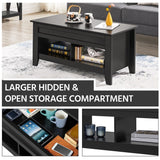 Yaheetech Lift Top Dining Coffee Table with Hidden Storage and Shelves