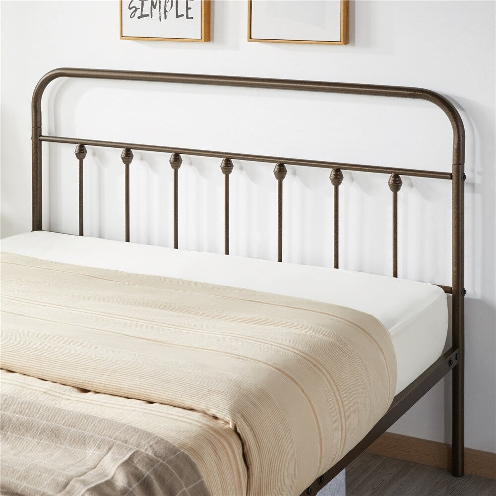 Yaheetech Classic Iron Platform Bed with High Headboard and Footboard Strong Metal-Framed Bed