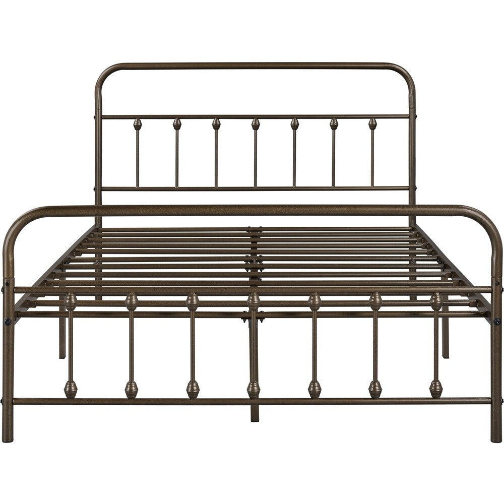 Yaheetech Classic Iron Platform Bed with High Headboard and Footboard Strong Metal-Framed Bed