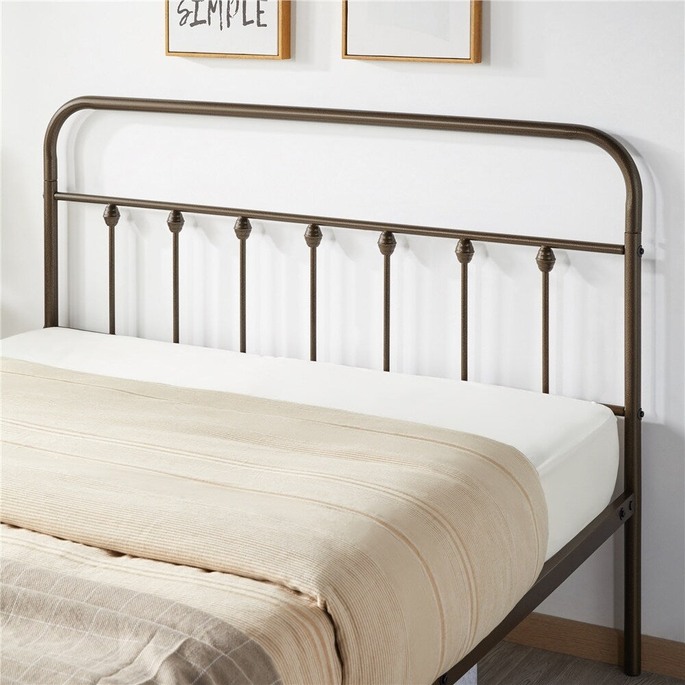 Yaheetech Classic Iron Platform Bed with High Headboard and Footboard Strong Metal-Framed Bed