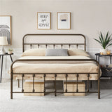 Yaheetech Classic Iron Platform Bed with High Headboard and Footboard Strong Metal-Framed Bed