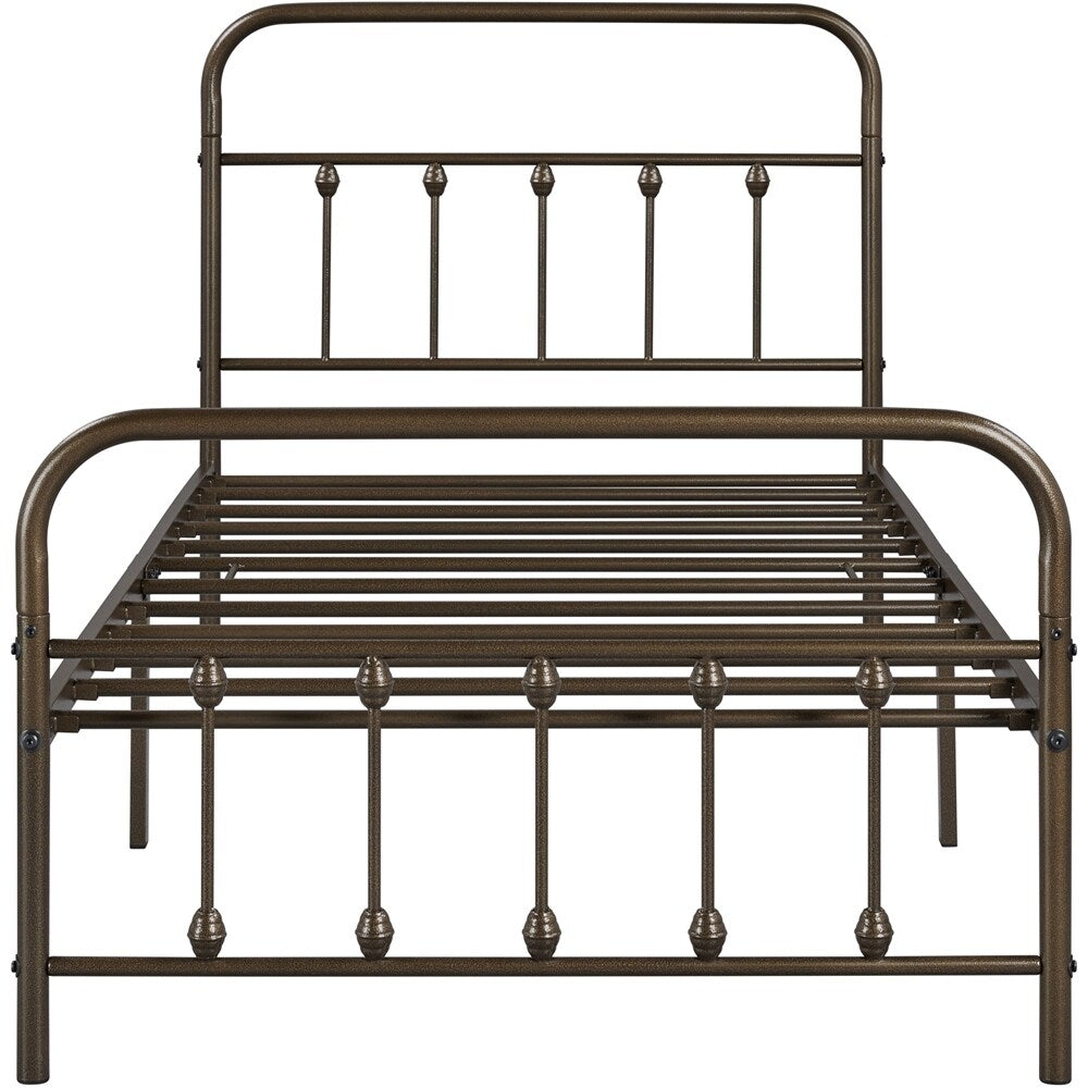 Yaheetech Classic Iron Platform Bed with High Headboard and Footboard Strong Metal-Framed Bed
