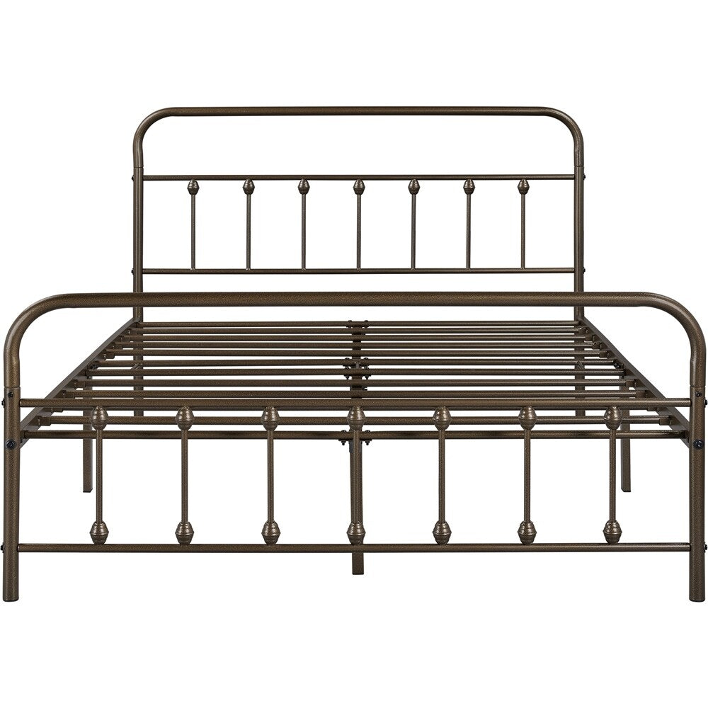 Yaheetech Classic Iron Platform Bed with High Headboard and Footboard Strong Metal-Framed Bed