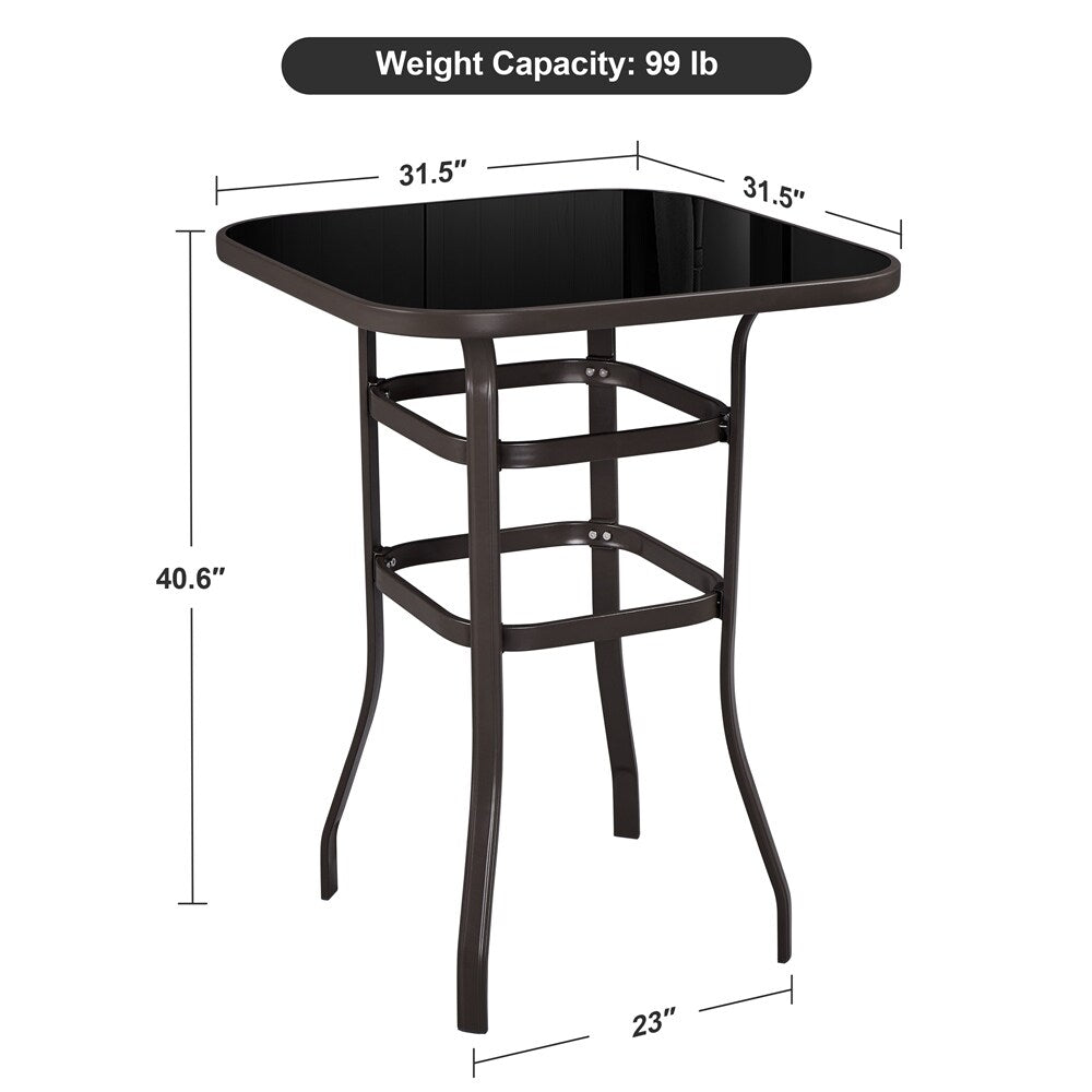 Yaheetech Patio Bistro Table with Tempered Glass, Iron Frame