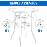 Yaheetech Patio Bistro Table with Tempered Glass, Iron Frame