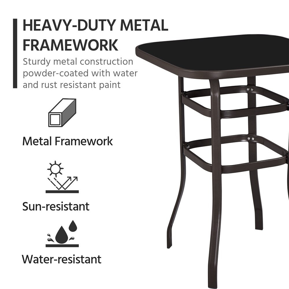 Yaheetech Patio Bistro Table with Tempered Glass, Iron Frame