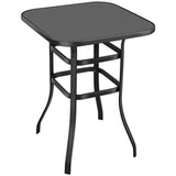 Yaheetech Patio Bistro Table with Tempered Glass, Iron Frame