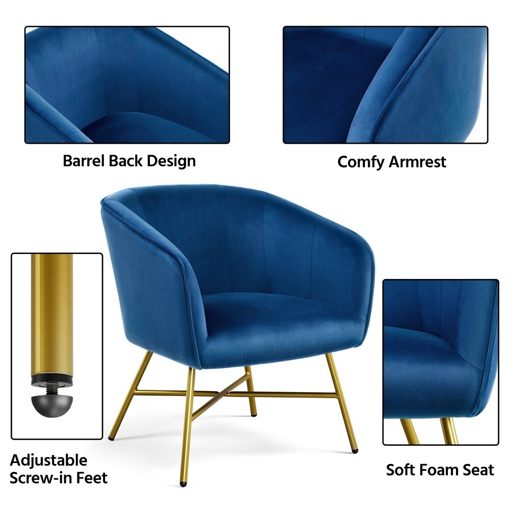 Yaheetech Velvet fabric Accent Chair Upholstered Dining Chair