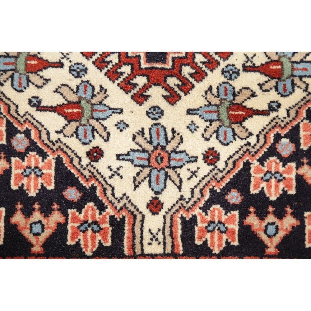 Gracewood Hollow Shaaban Hand-knotted Geometric Wool Persian Runner Rug - 7'2" x 2'5" Runner