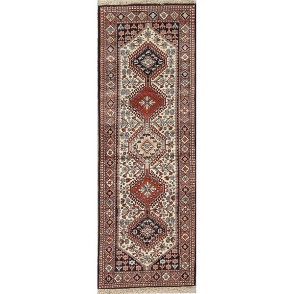 Gracewood Hollow Shaaban Hand-knotted Geometric Wool Persian Runner Rug - 7'2" x 2'5" Runner