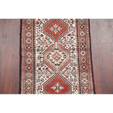 Gracewood Hollow Shaaban Hand-knotted Geometric Wool Persian Runner Rug - 7'2" x 2'5" Runner