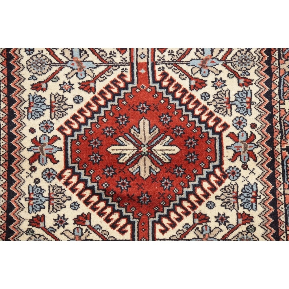 Gracewood Hollow Shaaban Hand-knotted Geometric Wool Persian Runner Rug - 7'2" x 2'5" Runner