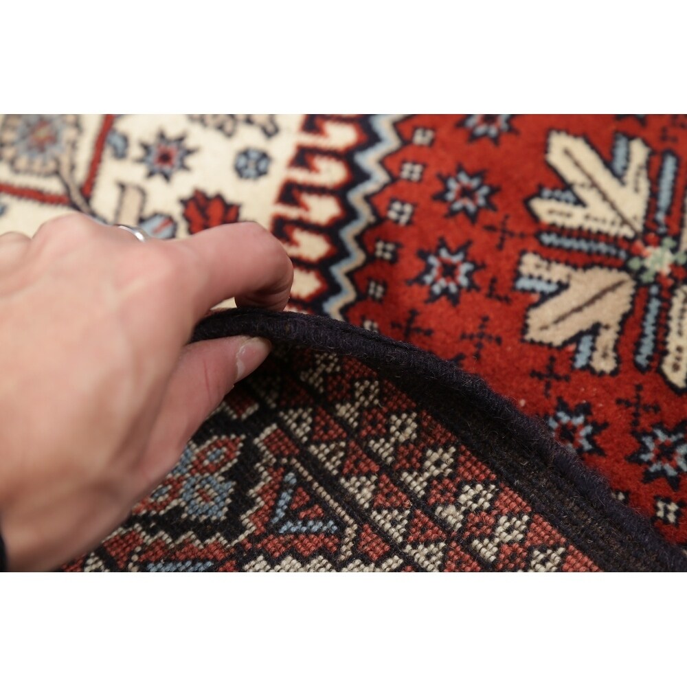 Gracewood Hollow Shaaban Hand-knotted Geometric Wool Persian Runner Rug - 7'2" x 2'5" Runner