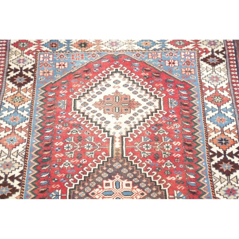 Yalameh Tribal Geometric SouthWestern Handmade Wool Persian Rug - 9'7" x 2'9" Runner