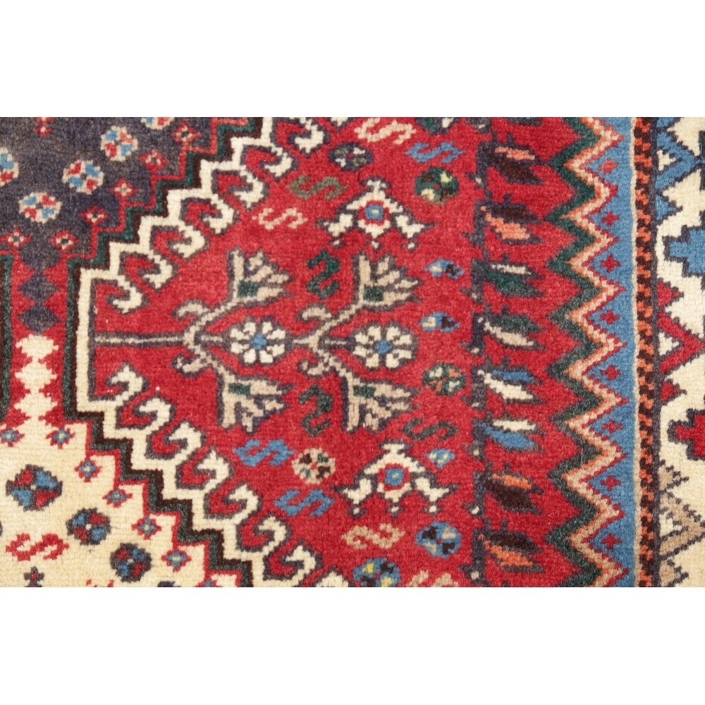 Yalameh Tribal Geometric SouthWestern Handmade Wool Persian Rug - 9'7" x 2'9" Runner
