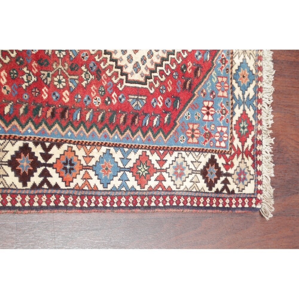 Yalameh Tribal Geometric SouthWestern Handmade Wool Persian Rug - 9'7" x 2'9" Runner