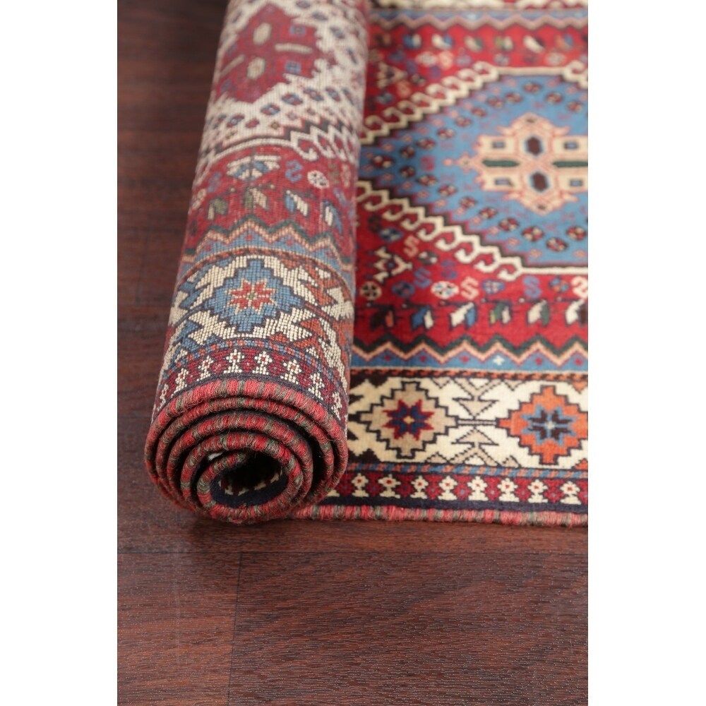 Yalameh Tribal Geometric SouthWestern Handmade Wool Persian Rug - 9'7" x 2'9" Runner