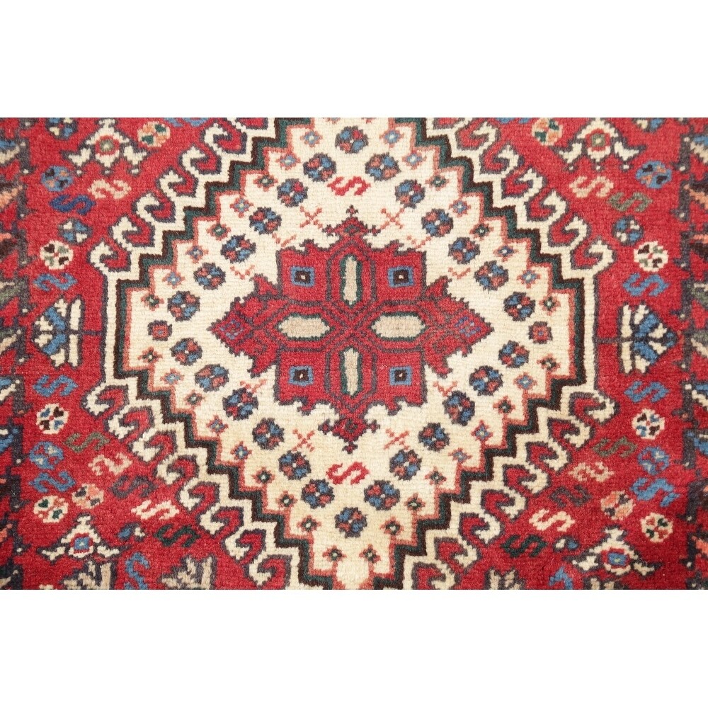 Yalameh Tribal Geometric SouthWestern Handmade Wool Persian Rug - 9'7" x 2'9" Runner