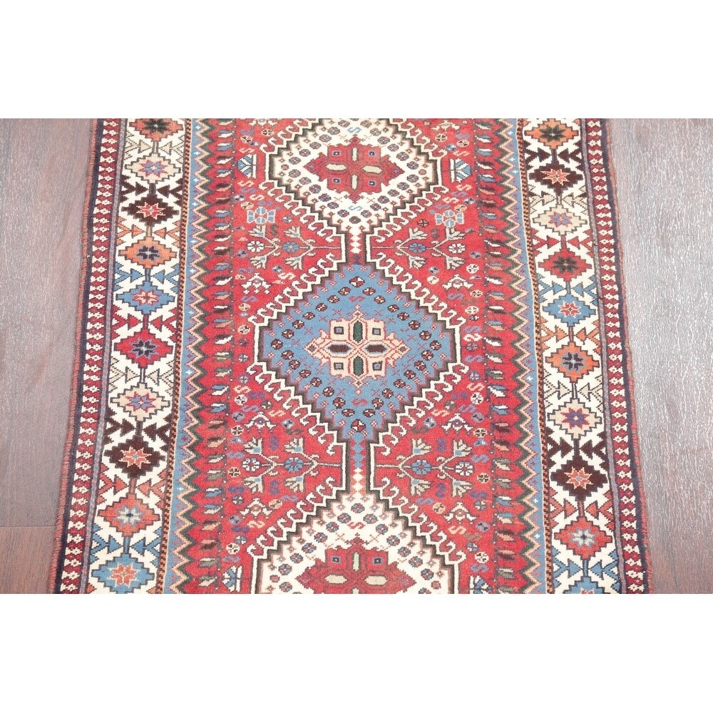 Yalameh Tribal Geometric SouthWestern Handmade Wool Persian Rug - 9'7" x 2'9" Runner