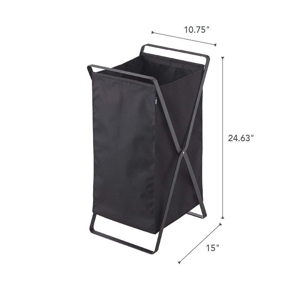 Yamazaki Home Laundry Hamper, Steel, 10.9 gallons, 45 liters, Holds 11 lbs, Collapsible - L 14.17 x W 11.81 x H 25.2 inches