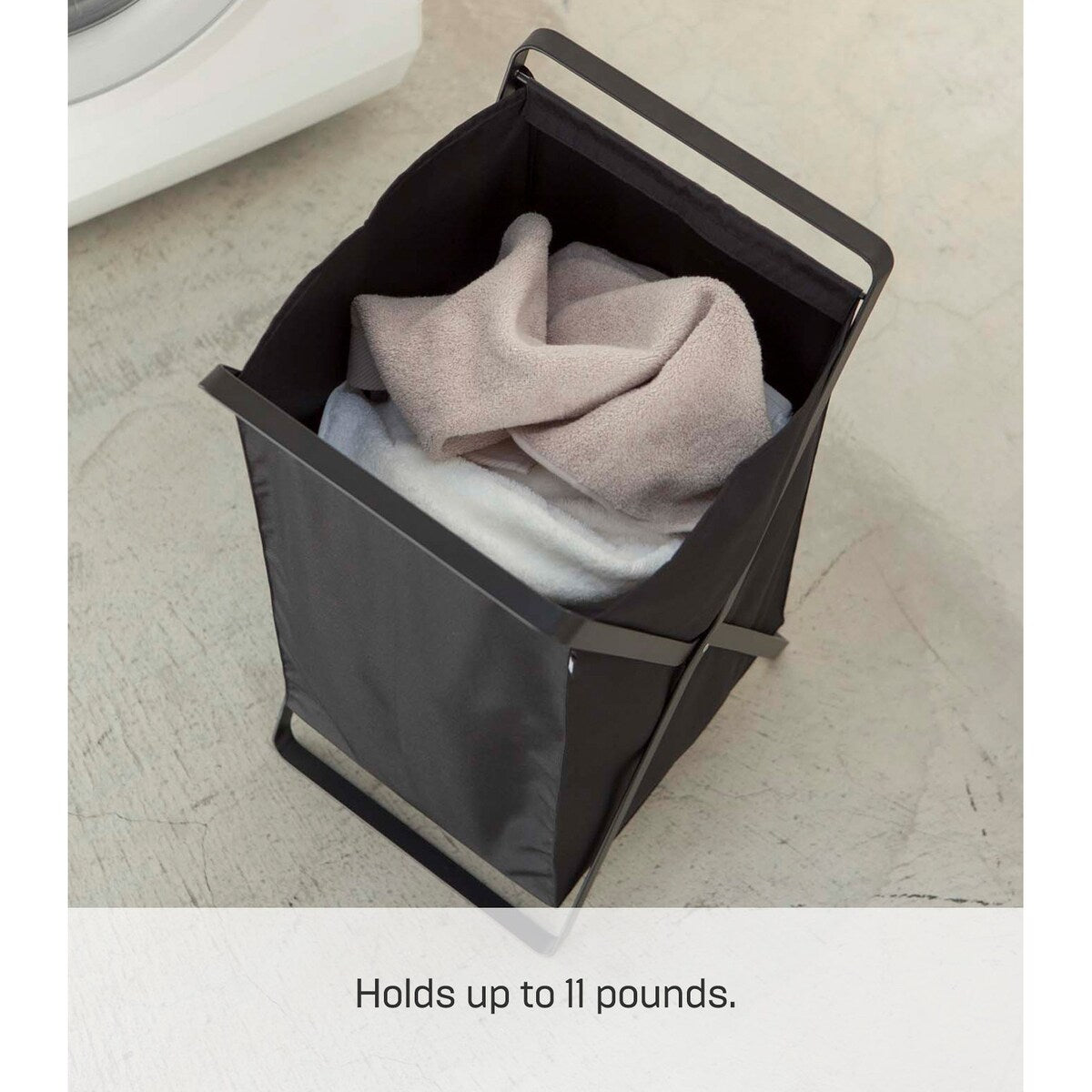 Yamazaki Home Laundry Hamper, Steel, 10.9 gallons, 45 liters, Holds 11 lbs, Collapsible - L 14.17 x W 11.81 x H 25.2 inches