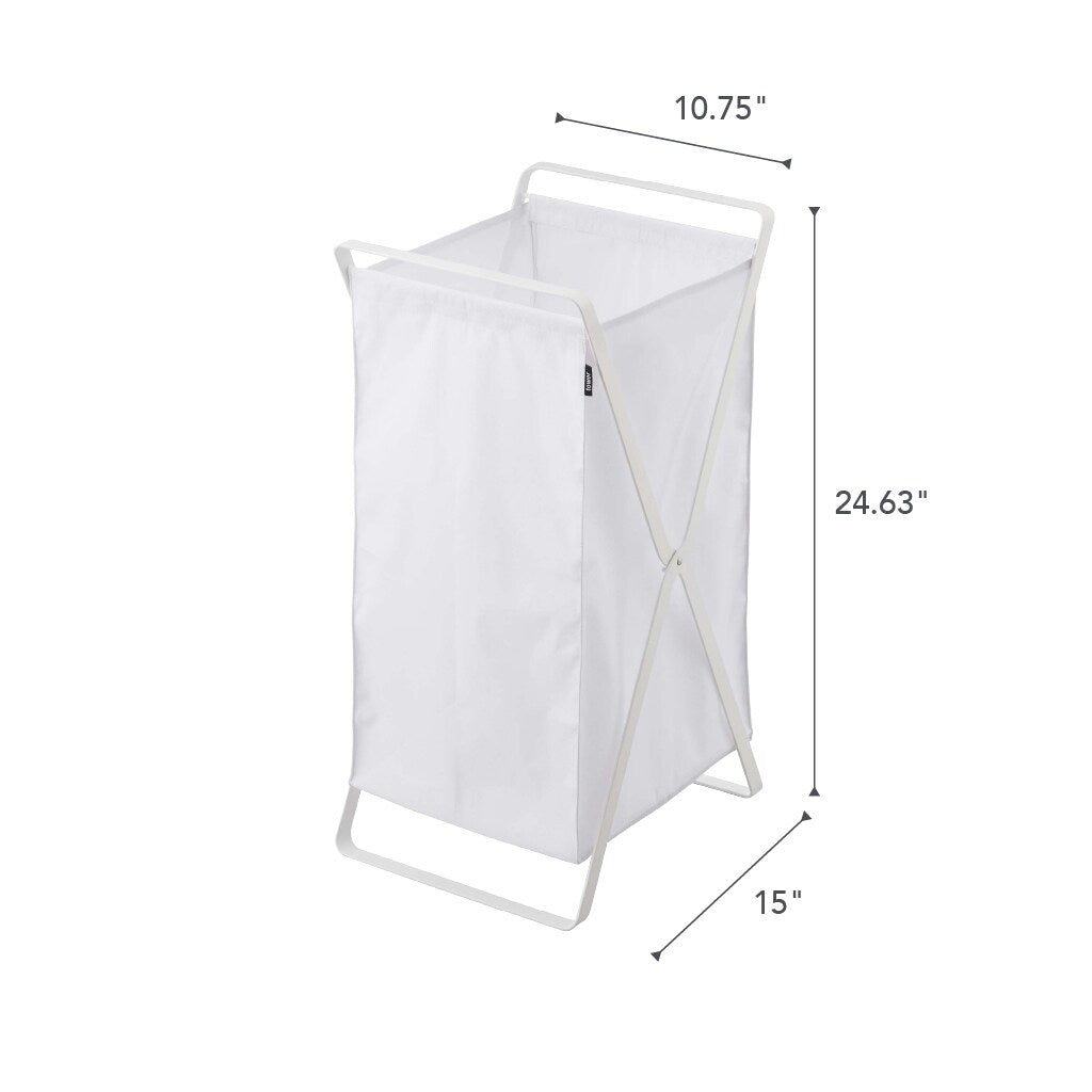 Yamazaki Home Laundry Hamper, Steel, 10.9 gallons, 45 liters, Holds 11 lbs, Collapsible - L 14.17 x W 11.81 x H 25.2 inches