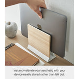 Yamazaki Home Slim Laptop Stand, Steel and Wood - L 2.44 x W 6.3 x H 5.91 inches