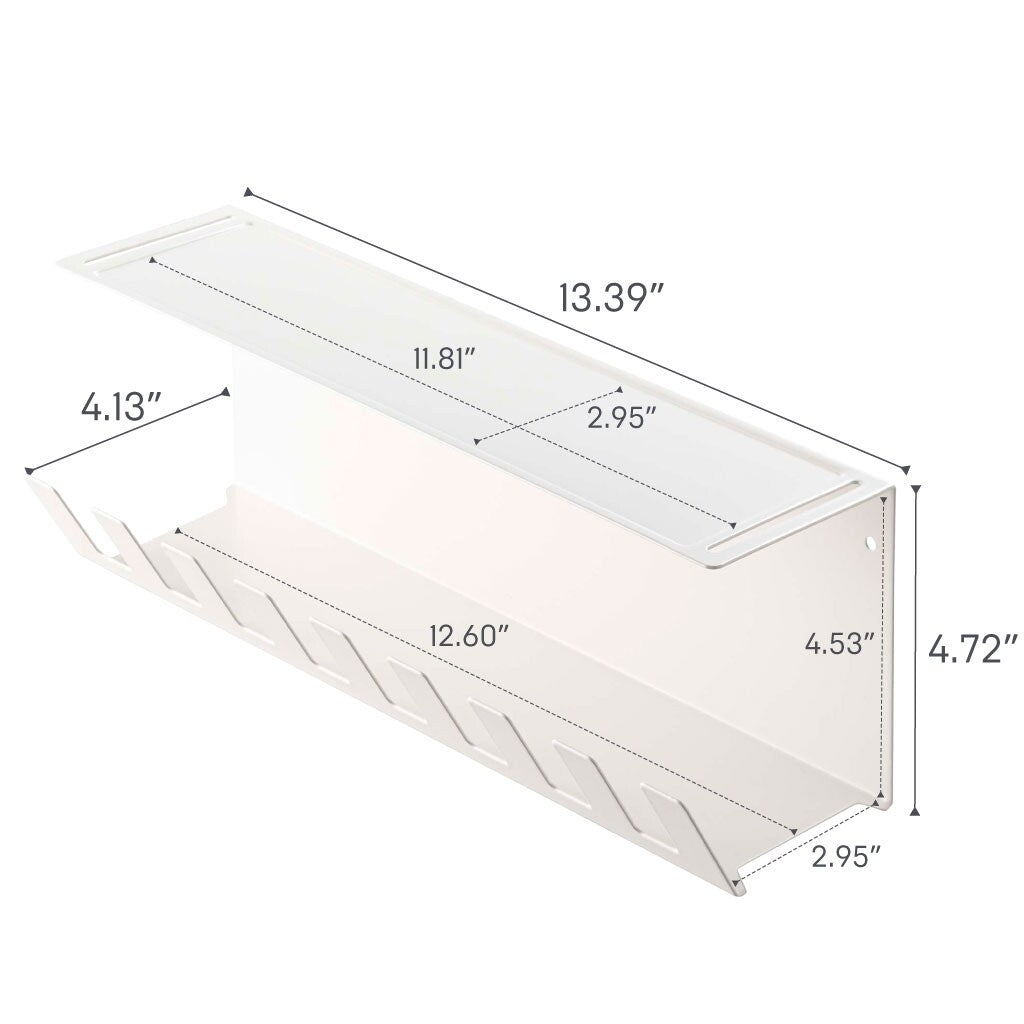 Yamazaki Home Under-Desk Cable Organizer, Steel - L 4.1 x W 13.4 x H 4.7 inches