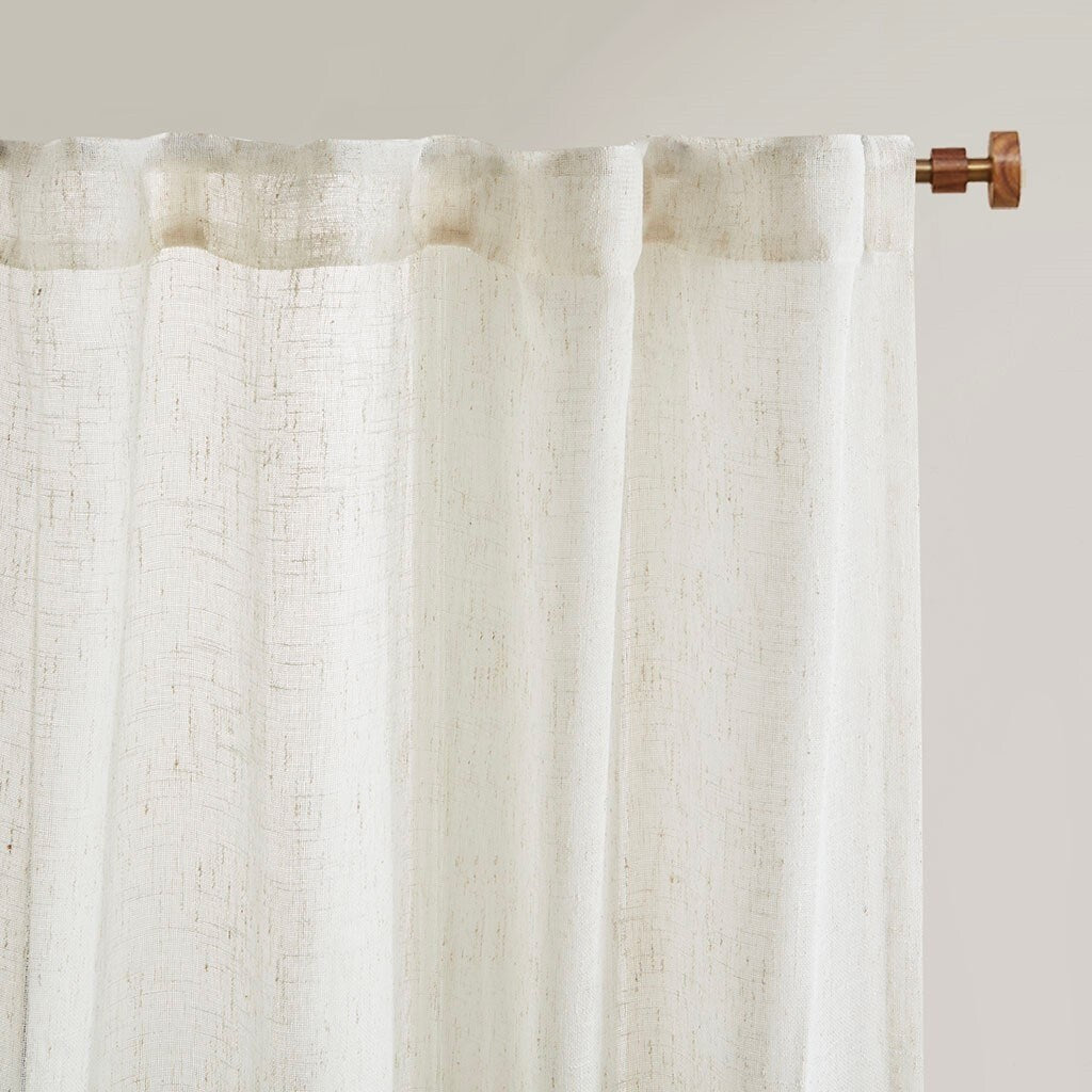 Yarn Dye Sheer Curtain Panel Pair(2 Pcs Window Panels)