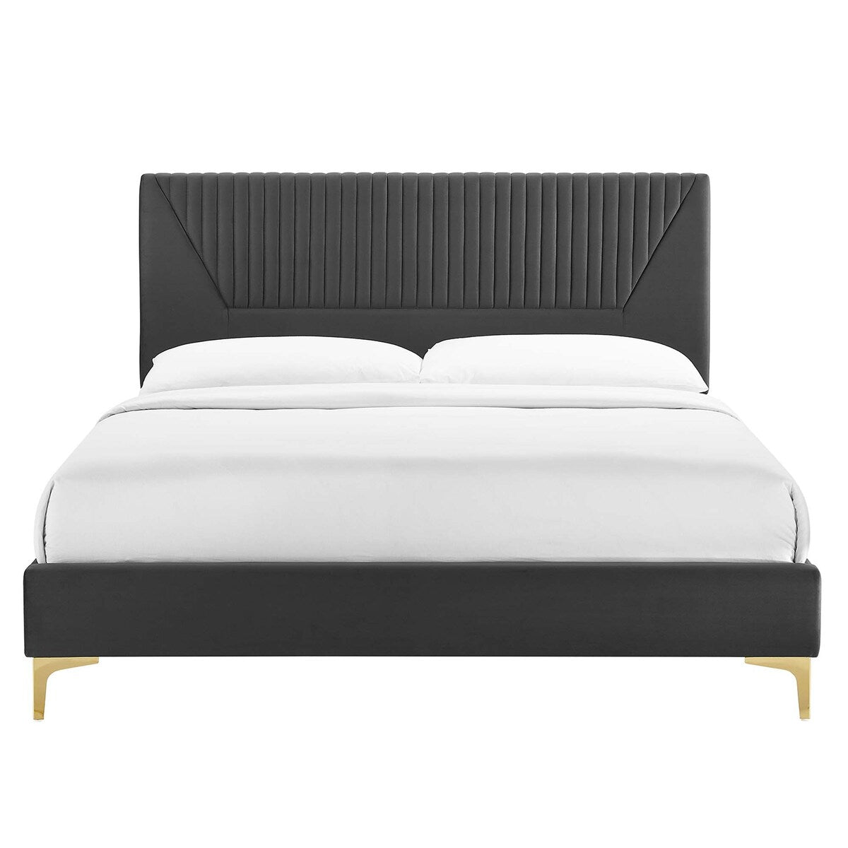 Yasmine Channel Tufted Performance Velvet Queen Platform Bed