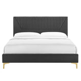Yasmine Channel Tufted Performance Velvet Queen Platform Bed