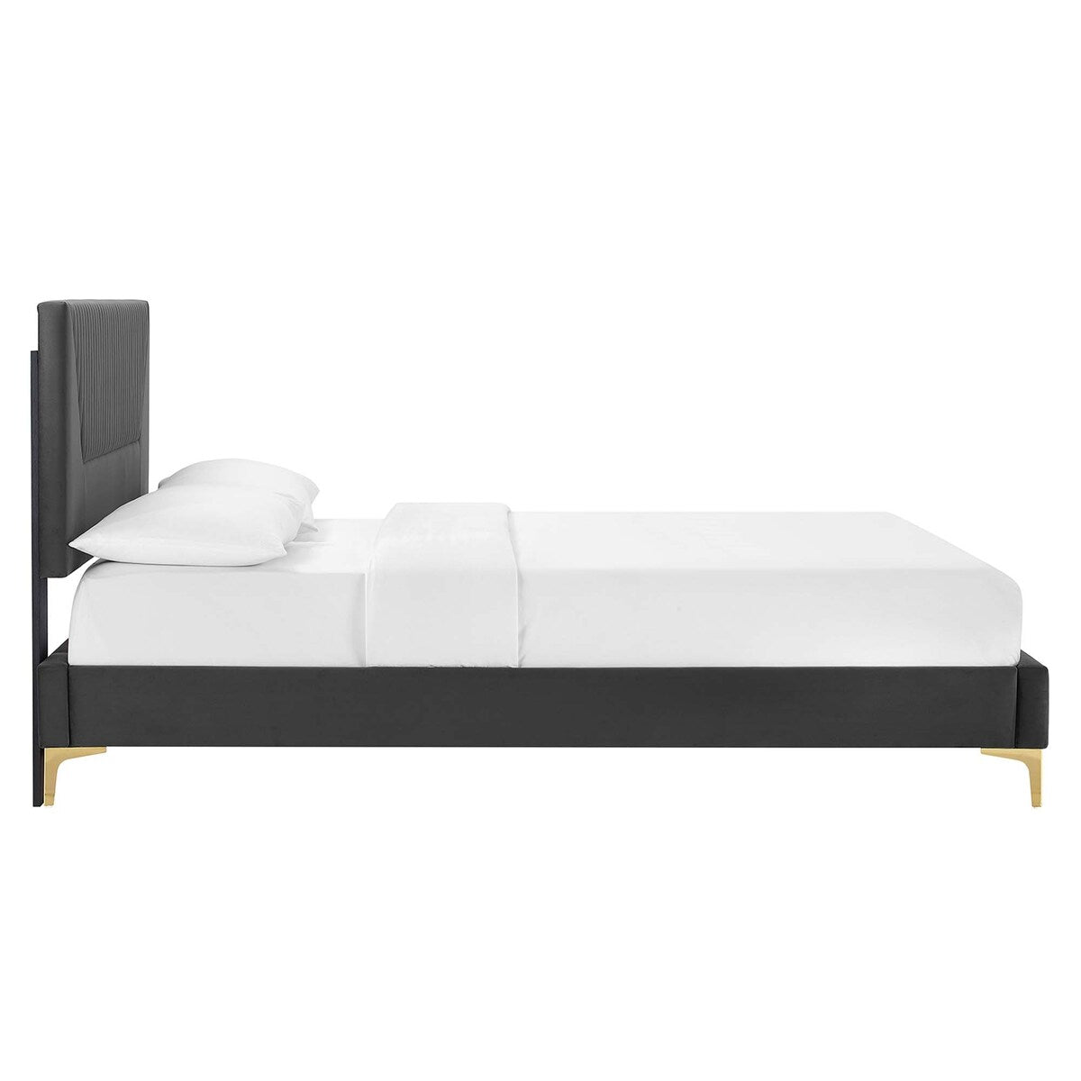 Yasmine Channel Tufted Performance Velvet Queen Platform Bed