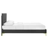 Yasmine Channel Tufted Performance Velvet Queen Platform Bed