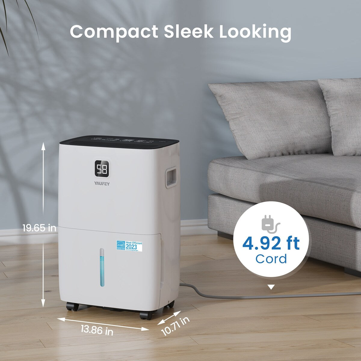Yaufey 80 Pint Energy Star Dehumidifier for Home, Basement and Large Rooms up to 5000 Sq. Ft