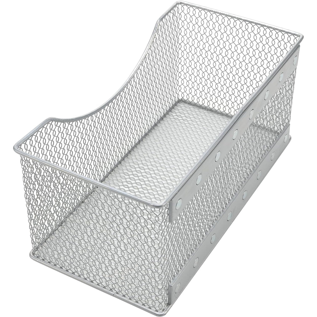 Ybm Home Wire Mesh Magnetic Storage Basket, Trash Caddy, Office Supply Organizer Silver 11 in. L x 5.5 in. W x 5 in. H 2 Pack