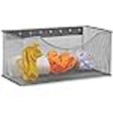 Ybm Home Wire Mesh Magnetic Storage Basket, Trash Caddy, Office Supply Organizer Silver 11 in. L x 5.5 in. W x 5 in. H 2 Pack