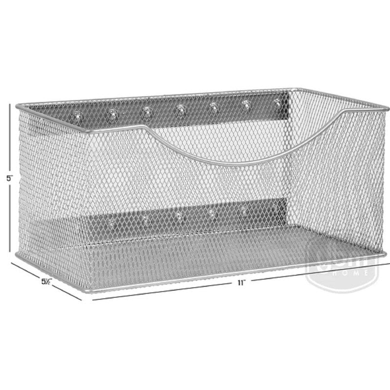 Ybm Home Wire Mesh Magnetic Storage Basket, Trash Caddy, Office Supply Organizer Silver 11 in. L x 5.5 in. W x 5 in. H 2 Pack