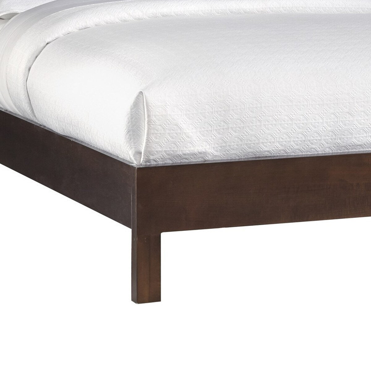 Yee Full Size Bed, Cut Out Design Panel Headboard, Brown Mahogany Wood