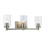 Yelena Brushed Nickel 3-Light Cylinder Clear Glass Shade Wall Sconce