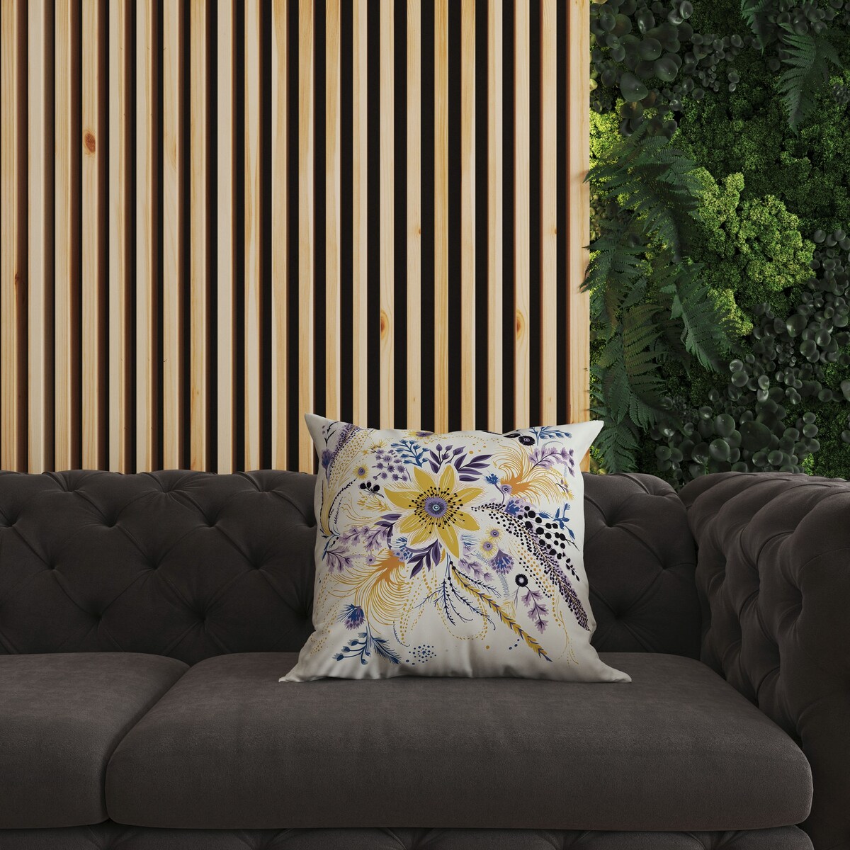 Yellow And Purple Enchanting Bouquet Indoor/Outdoor Throw Pillow Zipper