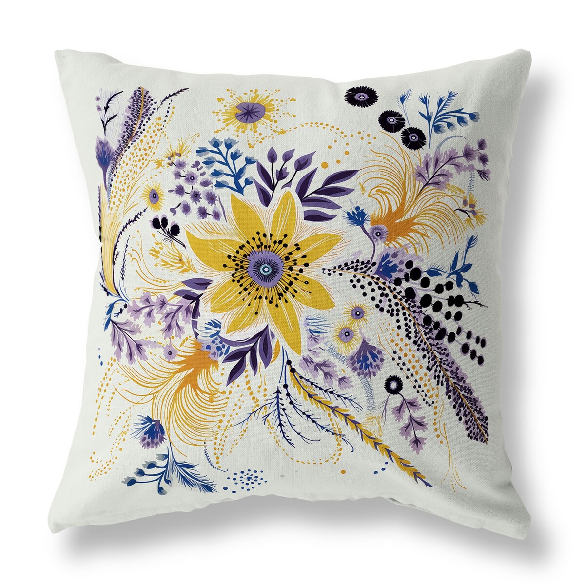 Yellow And Purple Enchanting Bouquet Indoor/Outdoor Throw Pillow Zipper