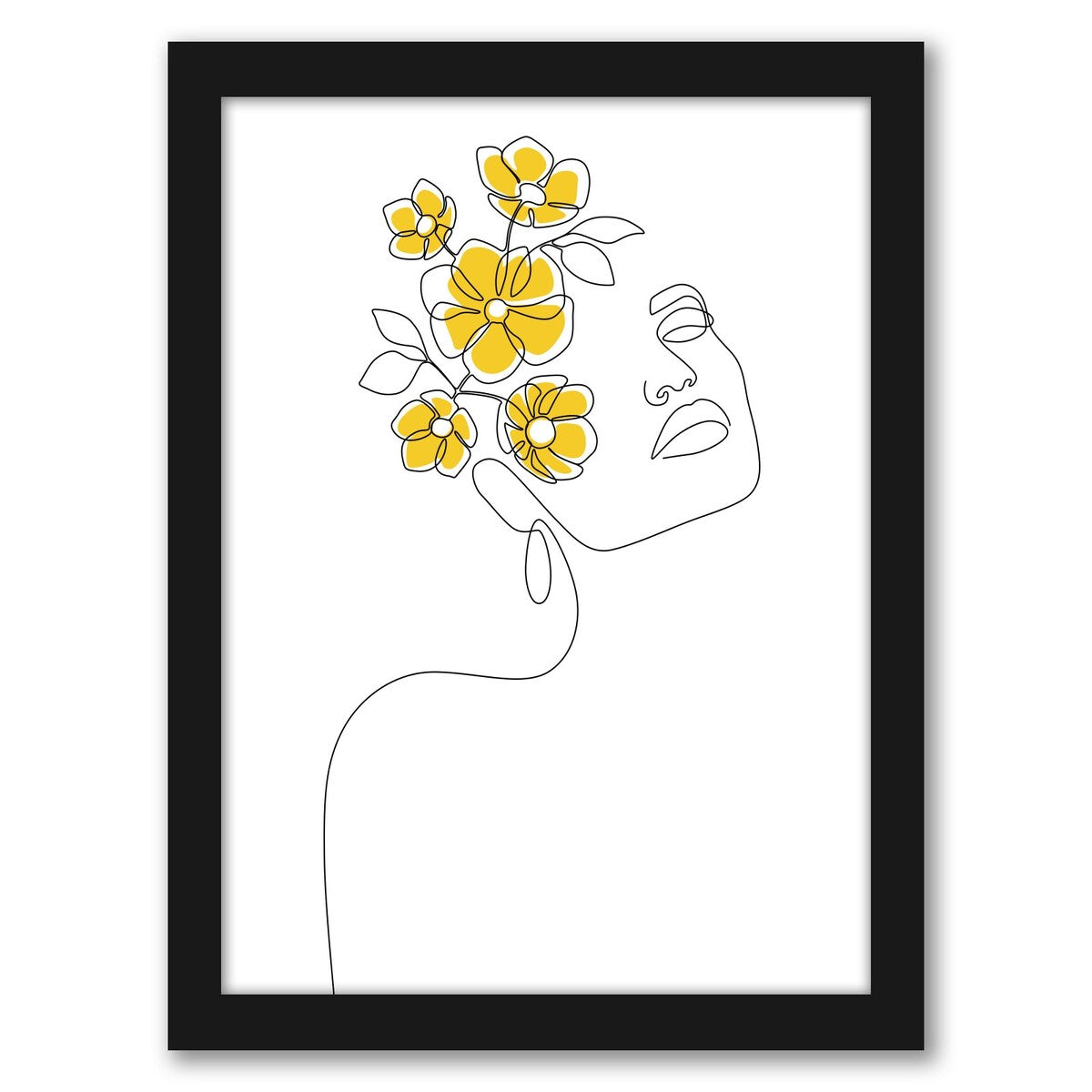 Yellow Femme Line Art by Explicit Design - 8 Piece Black Framed Art Set - Americanflat - 8" X 10"