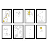 Yellow Femme Line Art by Explicit Design - 8 Piece Black Framed Art Set - Americanflat - 8" X 10"