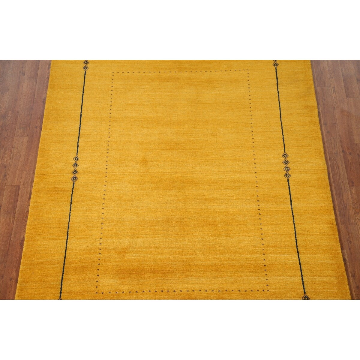 Yellow Gold Gabbeh Indian Area Rug Handmade Wool Carpet - 5'8"x 7'8"