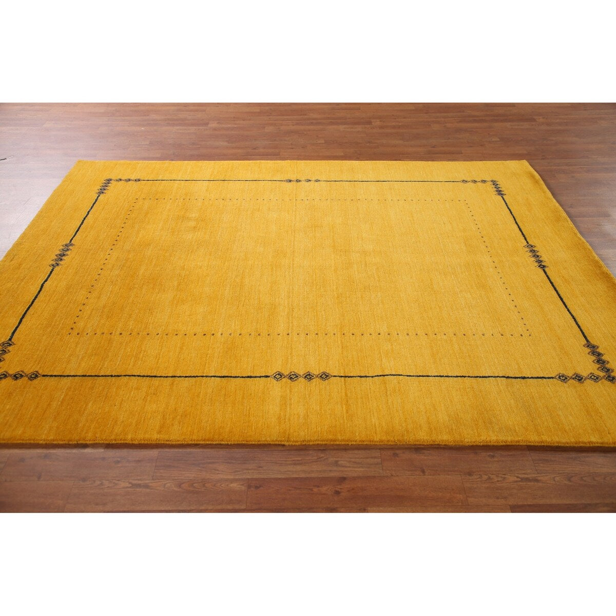 Yellow Gold Gabbeh Indian Area Rug Handmade Wool Carpet - 5'8"x 7'8"