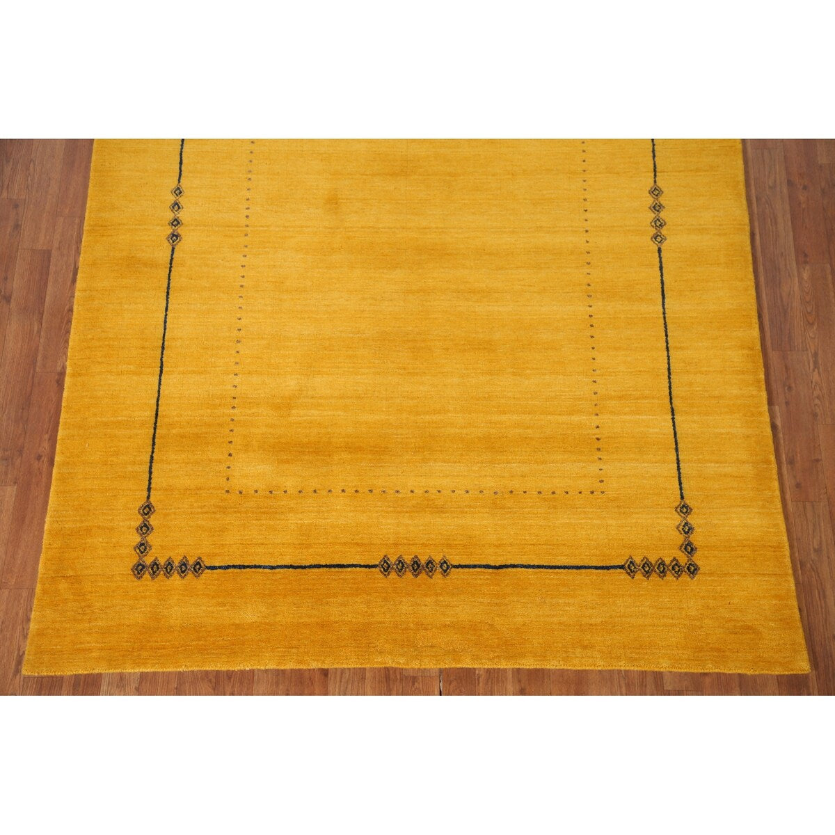 Yellow Gold Gabbeh Indian Area Rug Handmade Wool Carpet - 5'8"x 7'8"