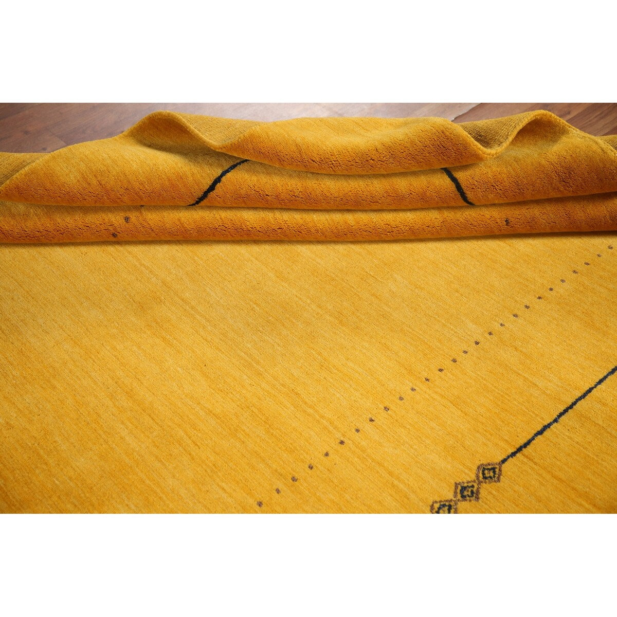 Yellow Gold Gabbeh Indian Area Rug Handmade Wool Carpet - 5'8"x 7'8"