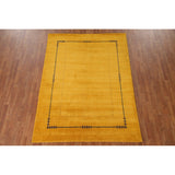 Yellow Gold Gabbeh Indian Area Rug Handmade Wool Carpet - 5'8"x 7'8"